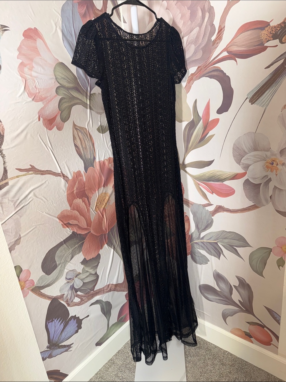 Aralina Sheer Black Lace Maxi Dress - Medium - Picture 3 of 5